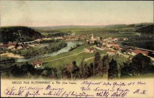 Ak Altenmarkt an der Alz Oberbayern, Landschaftsaufnahme, Fluss, Häuser, Bäume,  aus Altenmarkt