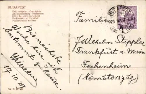 Ak Budapest Ungarn, Nachtaufnahme, Parlament,  Wasserreflexionen, Beleuchtung