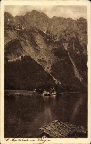 Ak Sankt Bartholomä Schönau am Königssee, St. Bartolomä am  Berge, Wasser, Landschaft