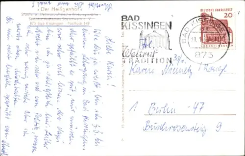 Ak Bad Kissingen Unterfranken Bayern, Haus mit Säulen, Flagge, Fenster, Garten, Straße