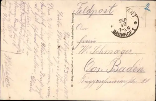 Ak Stuttgart in Württemberg, Gesamtansicht, Gedicht, Karlshöhe