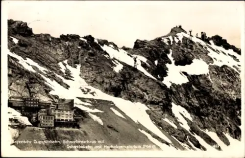 Ak Schneefernerhaus auf der Zugspitze, Bayerische Zugspitzbahn, Schneefernerhaus, Schwebebahn, Ho
