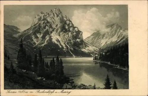 Künstler Ak Reschreiter, Bayrischzell Oberbayern, Soinsee mit Ruchenköpfe und Miesing