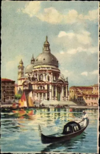 Ak Venezia Venedig Veneto,  Chiesa della Salute, Gondel, Wasser, Himmel
