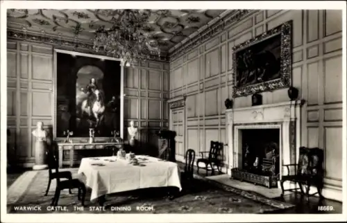 Ak Warwick Warwickshire England, Castle, State dining Room