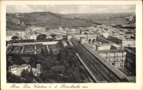 Ak Vatikan Rom Lazio, Vatican, Peterskirche, Stadtansicht, Schwarz-Weiß-Foto