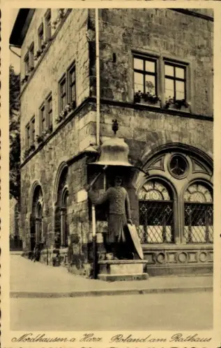 Ak Nordhausen am Harz, Roland am Rathaus