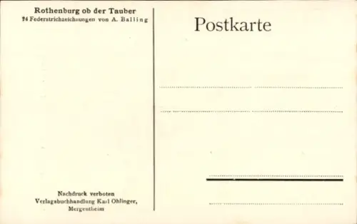 Ak Rothenburg ob der Tauber Mittelfranken, Rothenburg o.T., St. Georgsbrunnen, Federstrichzeichnu