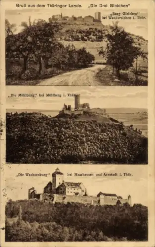 Ak Probstzella in Thüringen, Gruß aus dem Thüringer Lande, Burg Gleichen, Mühlburg, Wachsenburg