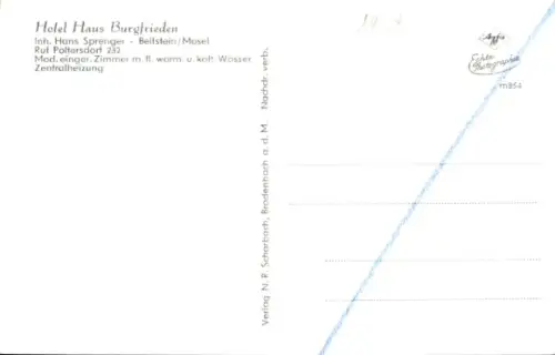 Ak Beilstein an der Mosel, Hotel Haus Burgfrieden
