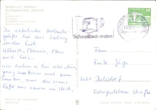 Ak Seeburg Mansfelder Land, Schiffsgaststätte Seeperle, Außenansicht, Weinstube, Speiserestaurant