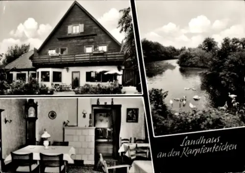 Ak Holm in Holstein, Landhaus an den Karpfenteichen, Teichblick