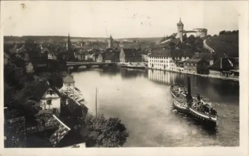 Ak Schaffhausen am Rhein Schweiz, Salondampfer, Stadt