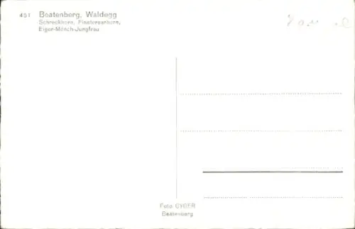 Ak Waldegg Beatenberg Kanton Bern, Panorama, Schreckhorn, Finsteraarhorn, Eigor-Mönch-Jungfrau