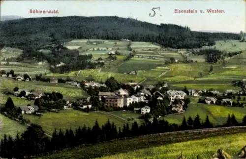 Ak Železná Ruda Markt Eisenstein im Böhmerwald Region Pilsen, Böhmerwald, Eisenstein v. Westen, L