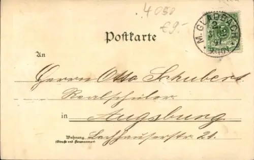 Litho Mönchengladbach am Niederrhein, Kaiser-Bad, Bürgermeisteramt, Kaiserpark, Marktplatz