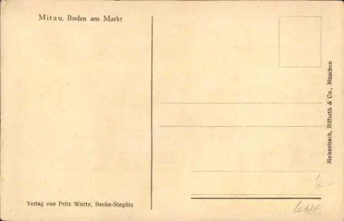 Ak Jelgava Mitau Lettland, Buden am Markt,   Gebäude, Menschen auf der Straße