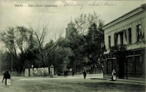 Ak Vilnius Wilna Litauen, WILNA, Ulica Wielka, Gebäude, Bäume, Menschen