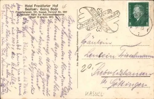 Ak Kassel in Hessen, Hotel Frankfurter Hof, Hochzeitssaal, Gastzimmer