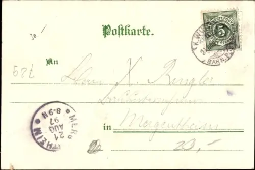 Litho Freudenstadt im Schwarzwald, Gesamtansicht, Sankenbach-Wasserfall, Kurhaus