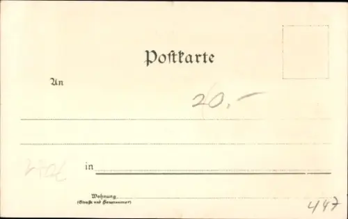 Litho Waiblingen in Württemberg, Kirche, Bahnhof, Villa, Postplatz