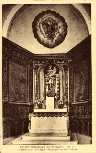 Ak Saint Savin Hautes-Pyrénées, Abteikirche, Marienkapelle, Triptychon aus dem 16. Jahrhundert
