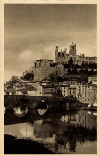 Ak Béziers Hérault,  Stadtansicht, Fluss Orb, Brücke,  Gebäude