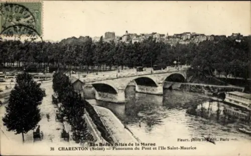 CPA Saint Maurice Charenton Val de Marne, Panorama, Pont, ville
