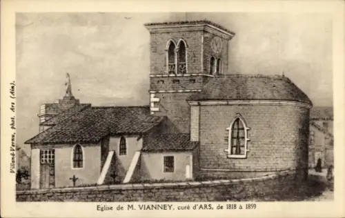 Ak Ars sur Formans Ain, Eglise de M. Vianney, Kirche, Fotografie, Villand-Vernu, Ars (Ain)