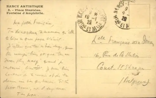 Ak Nancy Meurthe et Moselle, Fontaine d'Amphitrite, Platz Stanislas, Parklandschaft, Statue