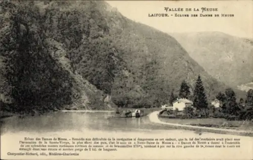 Ak Laifour Ardennes, Vallée de la Meuse,  Écluse des Dames de Meuse, Flusslandschaft