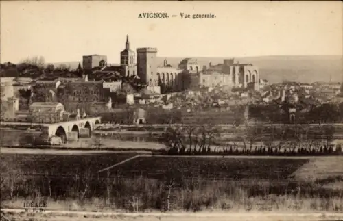 Ak Avignon Vaucluse,  allgemeine Ansicht, Brücke, Gebäude, Landschaft