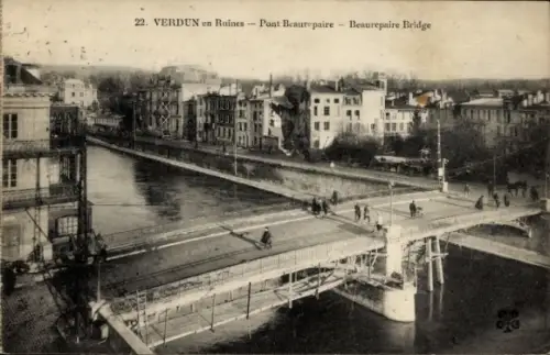 Ak Verdun Meuse,  Pont Beaurepaire, Ruinen