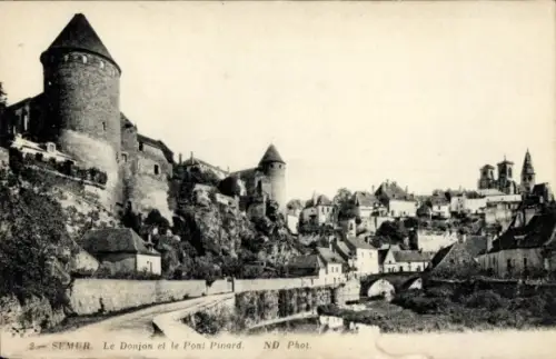 Ak Semur en Auxois Côte-d’Or,  Donjon, Pont Pinard, Stadtansicht, ND Phot