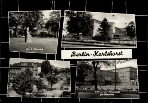 Ak Berlin Lichtenberg Karlshorst, Rennbahn, Internat der Hochschule der Ökonomie, S Bahnhof