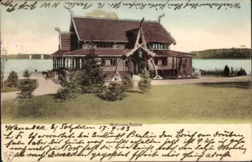Ak Potsdam, Matrosen-Station, Wannsee,  von 1903, handschriftlicher Text