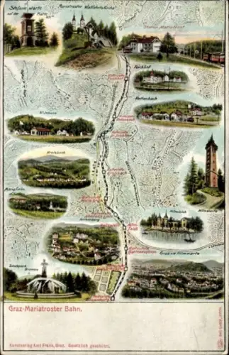 Ak Mariatrost Graz Steiermark, Mariatroster Bahn, Teichhof, Wallfahrtskirche