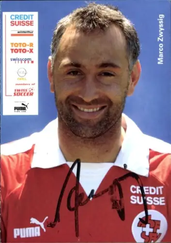 Autogrammkarte Fußballspieler Marco Zwyssig, Autogramm