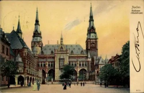Ak Aachen,  Rathaus, Rückfront, 1904
