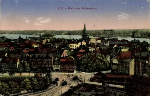 Ak Kiel, Blick vom Rathausturm
