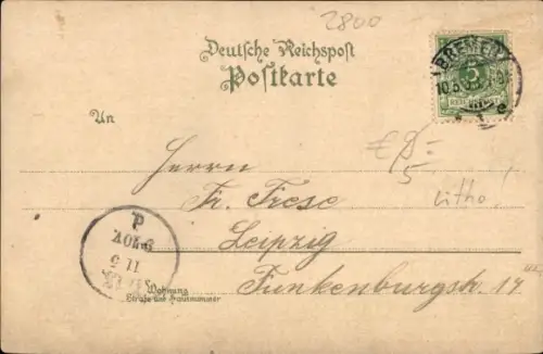 Litho Hansestadt Bremen, Bremer Ratskeller, Rathaus, Obere Rathaushalle, Roland