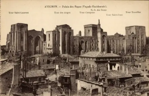 Ak Avignon Vaucluse, Palais des Papes, Tour Saint-Laurent, Tour des Anges, Tour Saint-Jean, Tour 