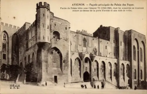 Ak Avignon Vaucluse, Palais des Papes,  Hauptfassade,  Architektur