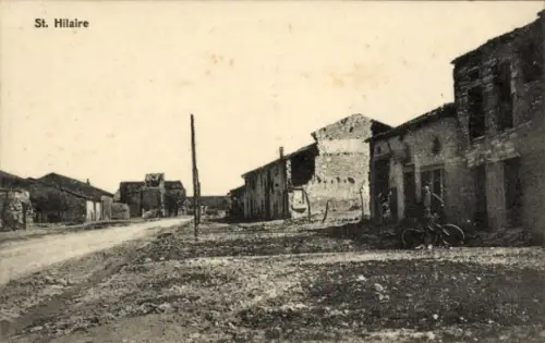 Ak Saint Hilaire en Woëvre Meuse, zerstörte Häuser