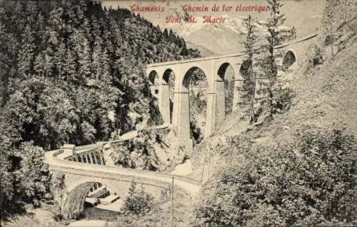 Ak Chamonix Mont Blanc Haute Savoie, Brücke Sainte Marie