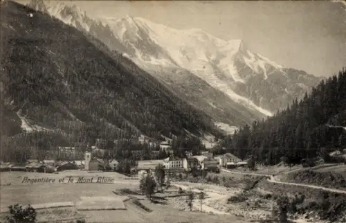 Ak Argentière Haute Savoie, Berglandschaft, Mont Blanc,  Schwarz-Weiß-Foto