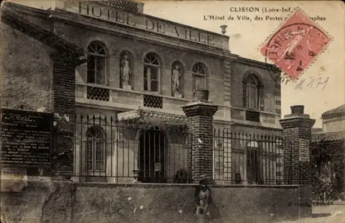 Ak Clisson Loire Atlantique, Hotel de Ville,  , Stempel, Adresse
