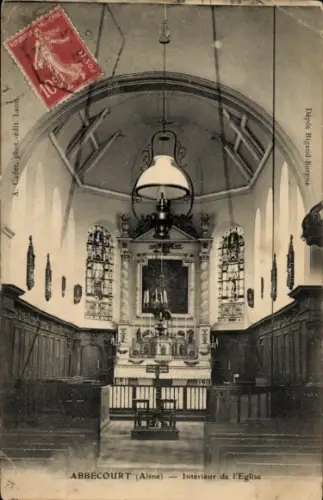 Ak Abbecourt Aisne, Innenansicht der Kirche