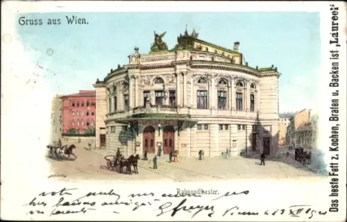 Ak Wien 1 Innere Stadt, Gruss aus  Raimundtheater, Werbung für Pflanzenfett