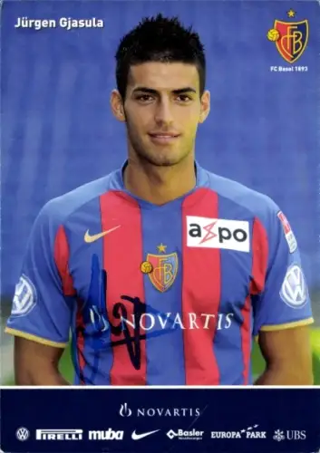 Autogrammkarte Fußballspieler Jürgen Gjasula, FC Basel, Autogramm
